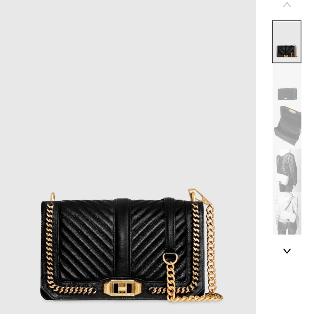 Rebecca Minkhoff Chevron Quilted Love Crossbody with Chain Inset